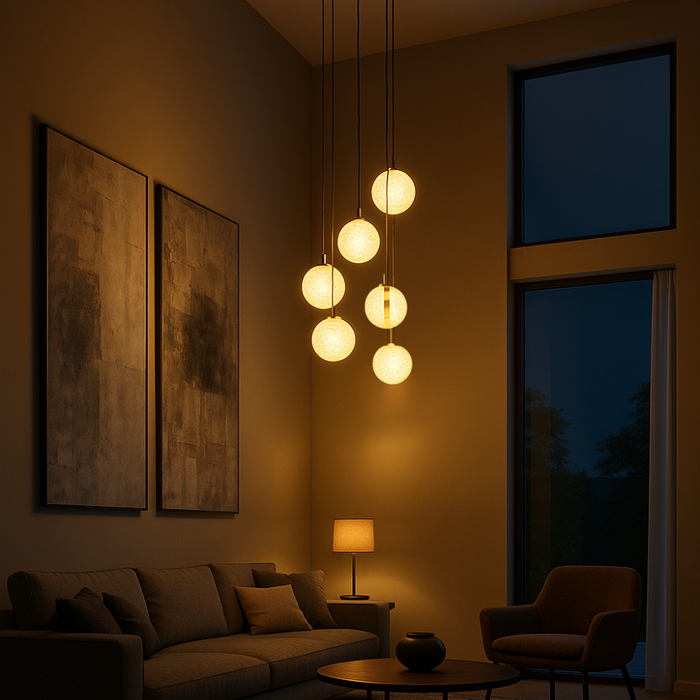 Iluminat modern suspendat cu 6 lumini
