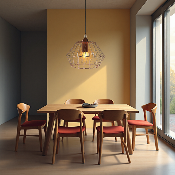 Lampă decorativă cu design geometric și lumină caldă