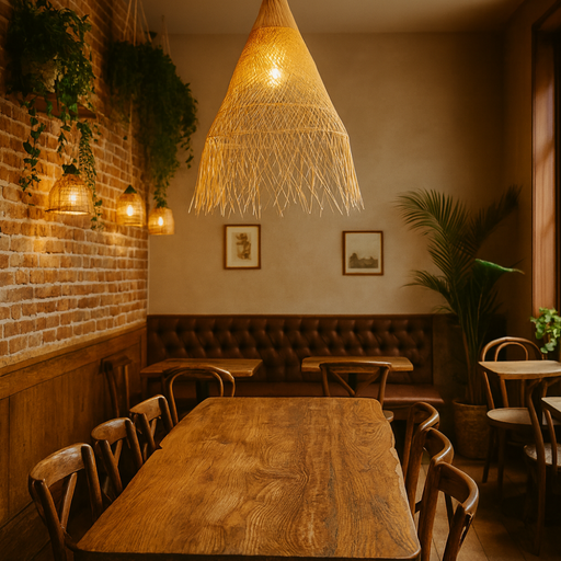 Pendul Ibiza iluminat cald în stil japandi