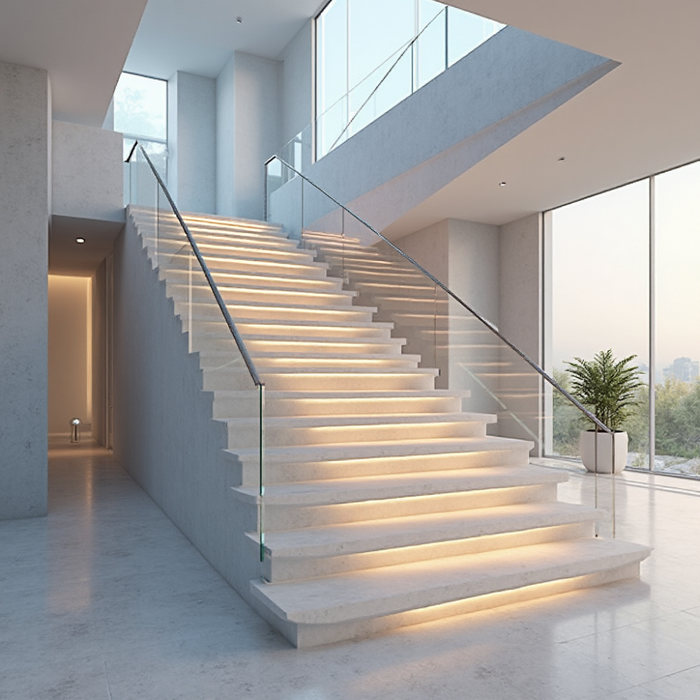 iluminat scari centru comercial, lumina neutra