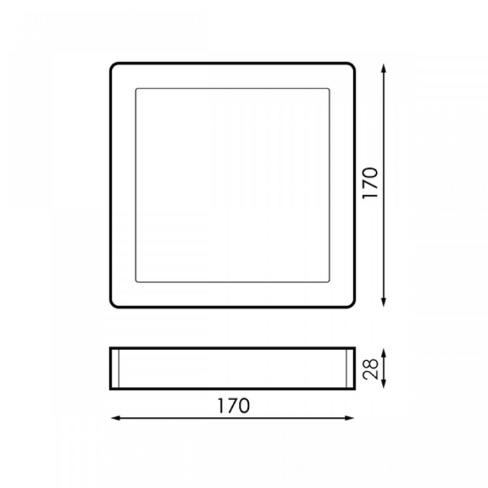 Corp de iluminat LED pătrat aplicat 12W negru pentru tavan
