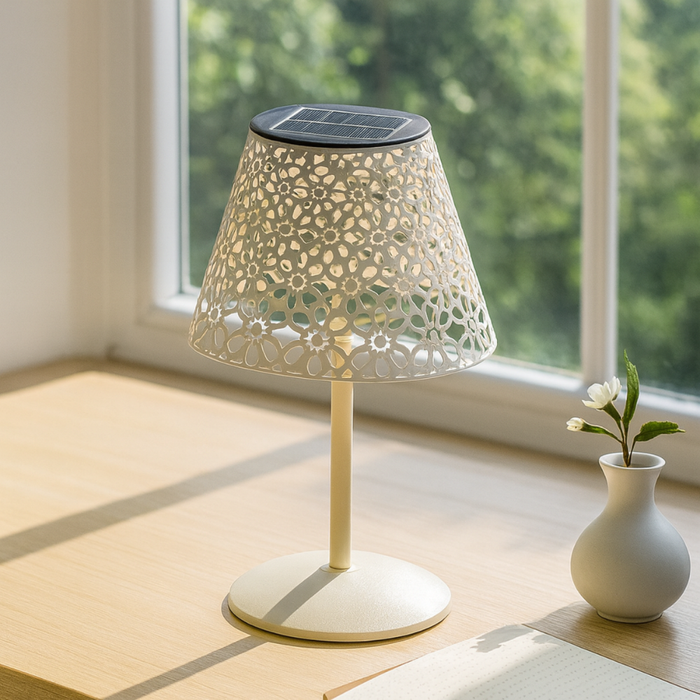 Lampă decorativă solară albă pentru exterior
