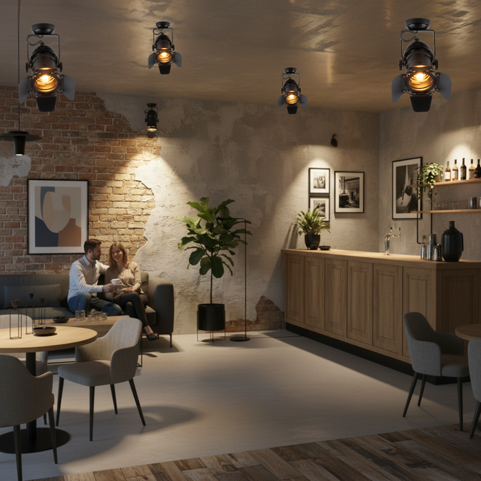 aplica metalică Cinema cu lumina caldă