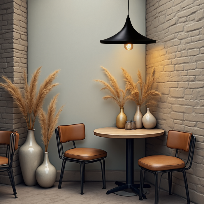 Lampă suspendată elegantă cu finisaj contrastant negru–auriu, model Lenn, stil industrial.