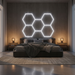lampă LED hexagonală cu design honeycomb modern