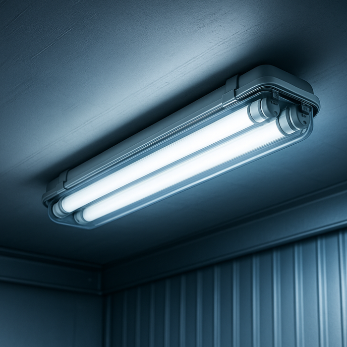 Lumină LED rece 6000K difuzată uniform în spațiu industrial curat
