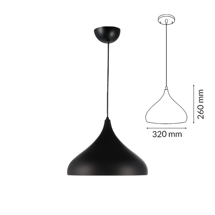 Lampă modernă metalică, pendul Coppen negru
