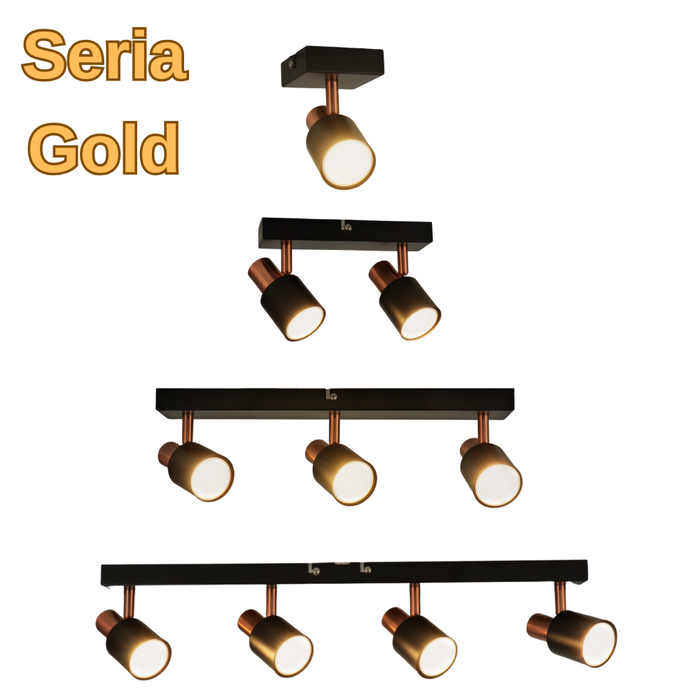 Aplica si plafoniere  Seria Gold GU10 pentru interior, metal negru + auriu