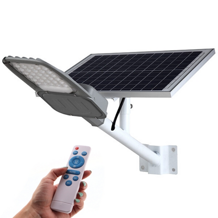 Lampa LED cu panou solar, brat de montare si control cu telecomanda, putere 100w lumina rece, ledia.ro