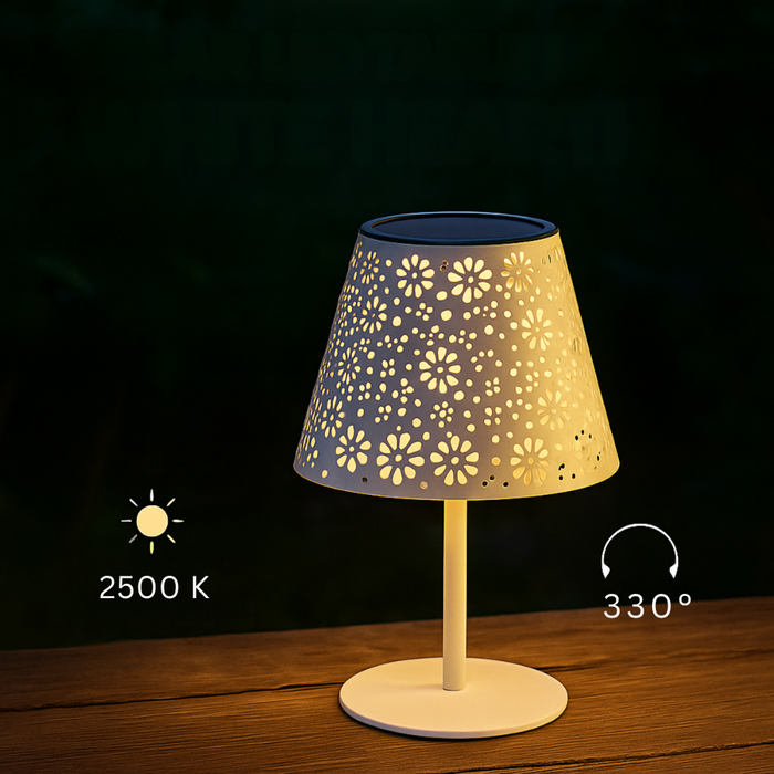 Lampă solară florală pentru terasă, design perforat