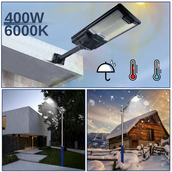 Lampa LED solară Lix 400W ideală pentru străzi, curți și parcări