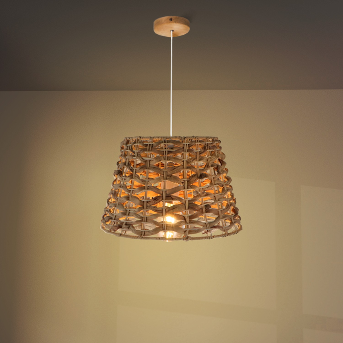 Lampă suspendată Cíes ratan natural design geometric