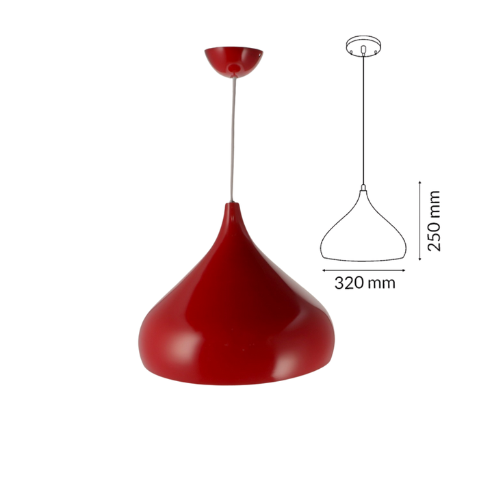 Lampă suspendată E27 Coppen, culoare roșie dimensiuni
