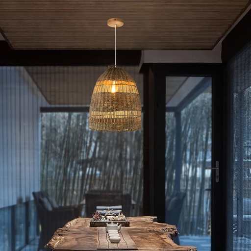 Lampă suspendată Fuerteventura ratan XL, stil Boho