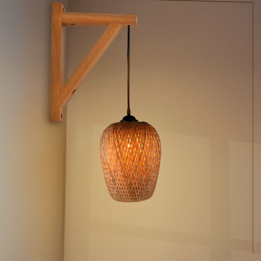 Lampă suspendată Tabarca din ratan natural, lumină caldă