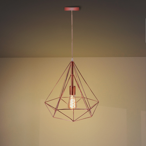 Lampă suspendată geometrică Rose Gold – vedere frontală