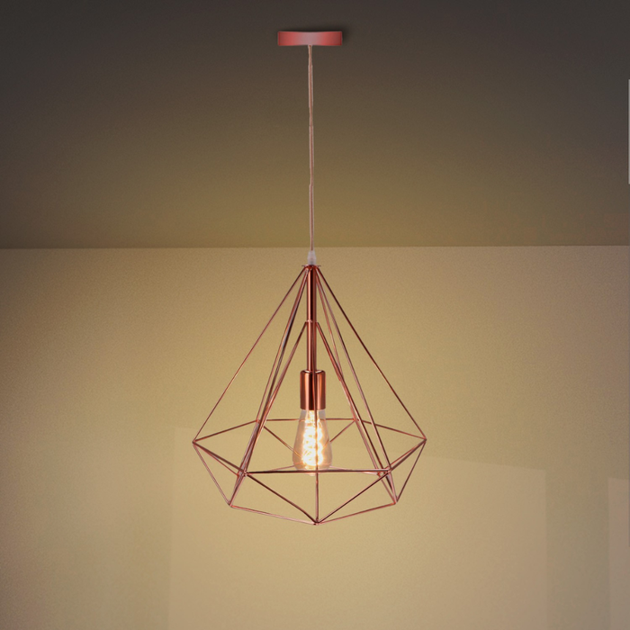 Lampă suspendată geometrică Rose Gold – vedere frontală