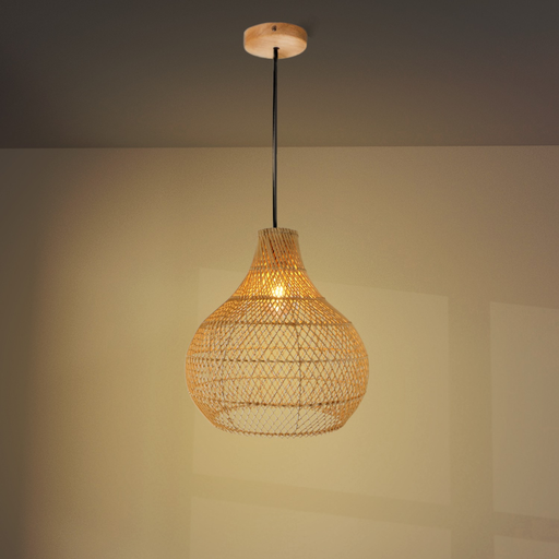 Lampă suspendată Tenerife ratan natural, formă picătură