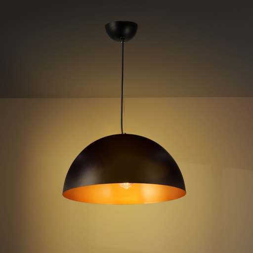 Lampă suspendată Vintage Pople negru mat cu interior auriu aprins