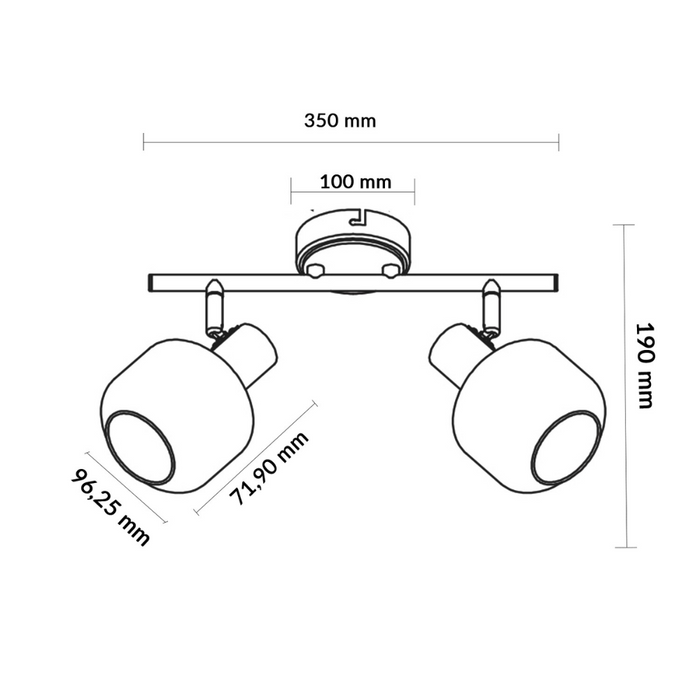 Lampă de tavan 2xE14 din sticlă și metal, design contemporan
