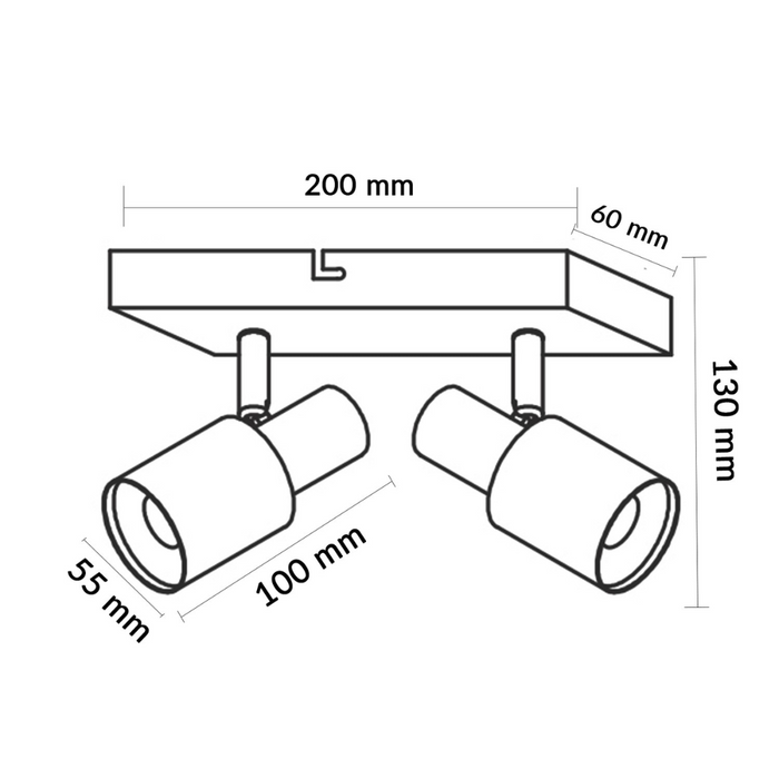 Plafonieră modernă metalică 2xGU10 Seria Gold, design simplu
