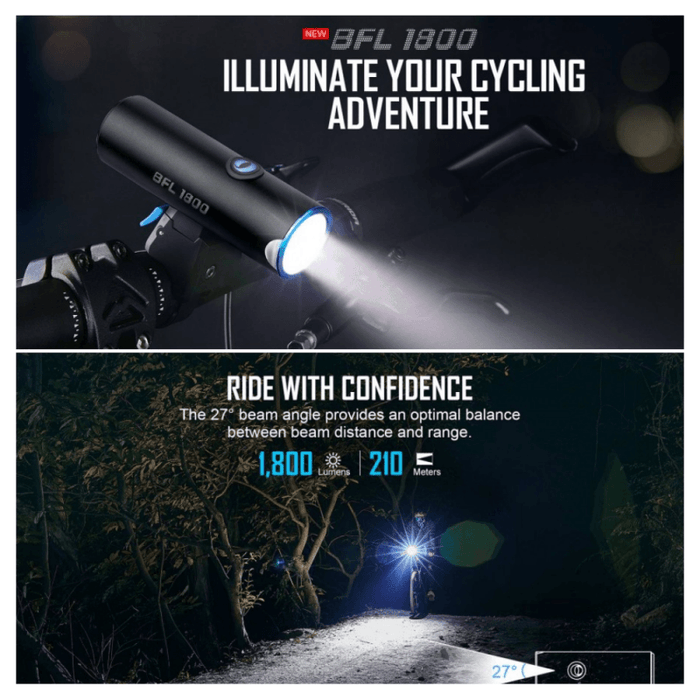 Lanterna reincarcabila BFL1800 pentru bicicleta / trotineta electrica - ledia.ro