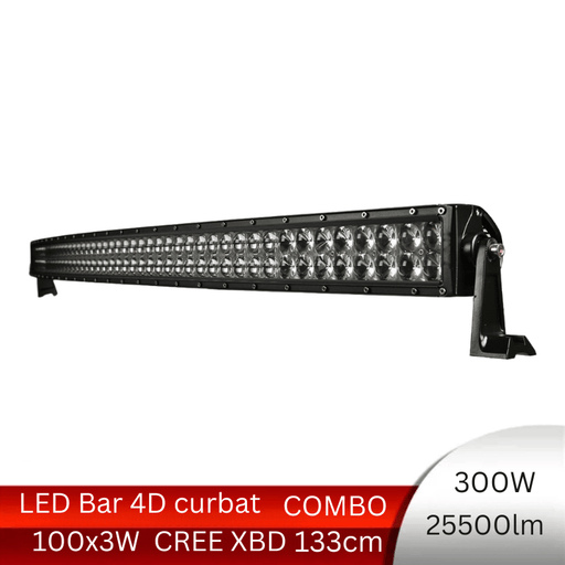 Led Bar Auto 4D Curbat 300W 133cm Combo Beam 12/60 Grade - ledia.ro