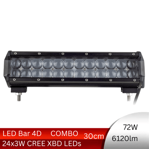 LED Bar Auto 4D 72W 6120lm, 30 cm, Combo Beam 12/60 - ledia.ro