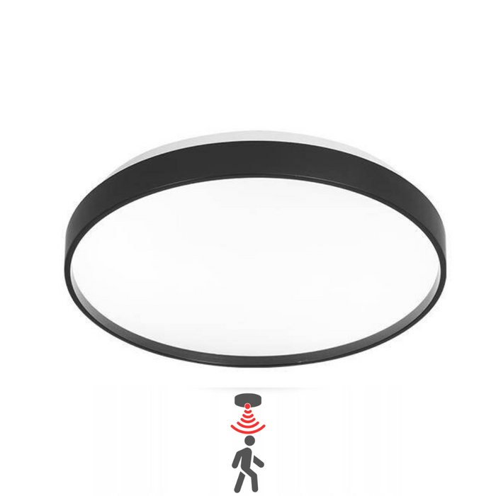 Plafoniera LED FILO 18W cu senzor montată pe tavan alb