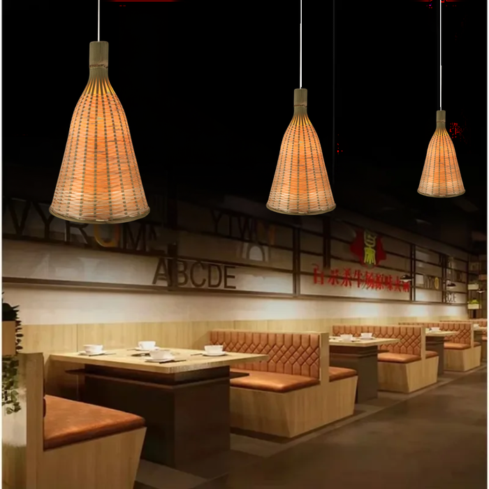 Lampă Mallorca ratan Ø390 mm în decor japandi