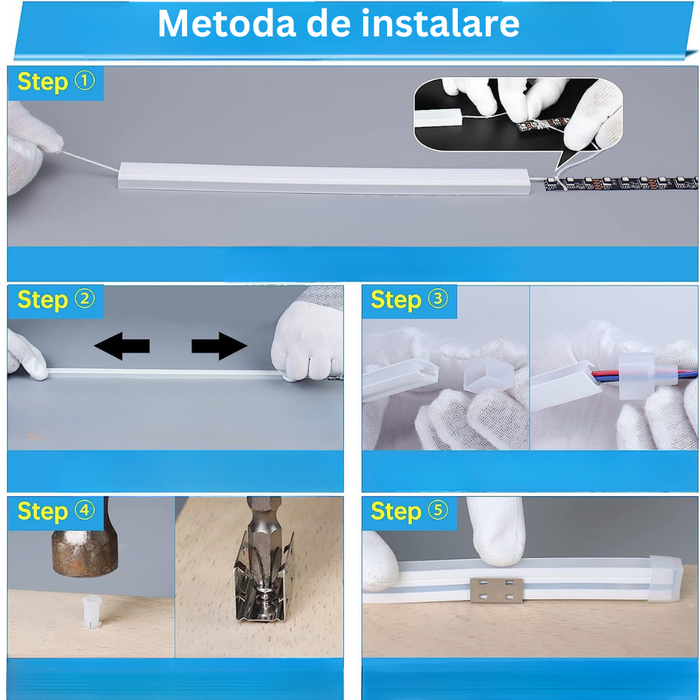 profil silicon, profil banda led, profil silicon 8x4mm, profil banda led exterior, dispersor banda led, profil banda led flexibil, profil led dedeman, profil flexibil banda led, profil slim,