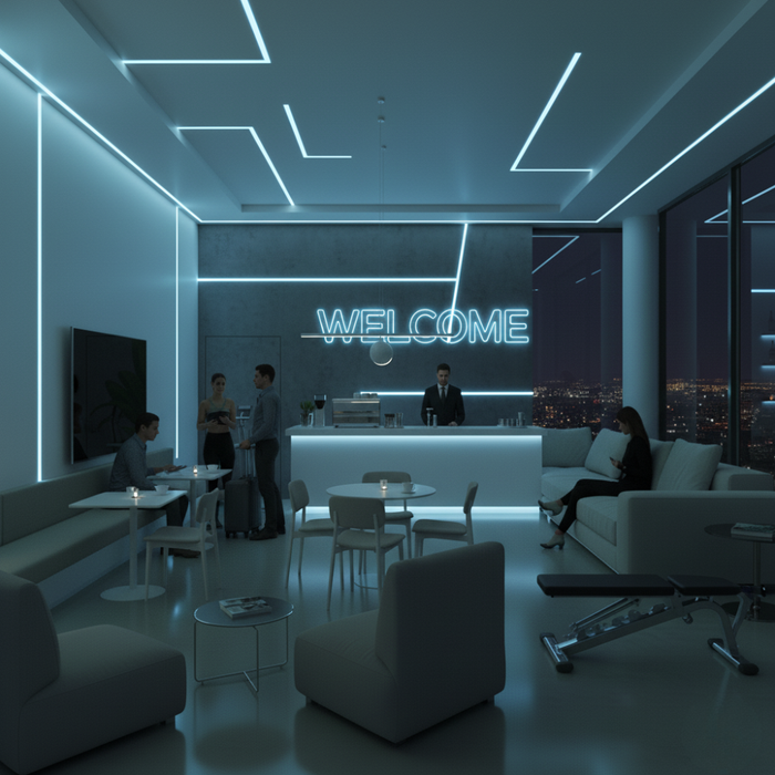 Bandă Neon FLEX Albastru Deschis 24V pentru vitrine