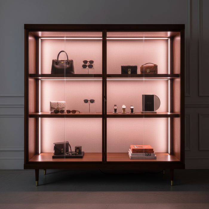 iluminat decorativ raft cu lumina roz 