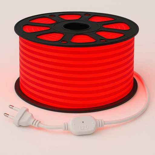 Neon FLEX LED Roșu montat pe fațadă comercială