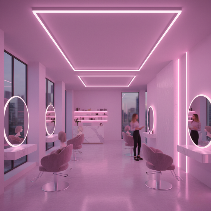 Rulou Neon Flex LED Roz Pudră 10m spatii comerciale si saloane
