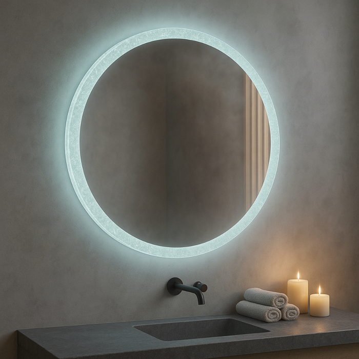 Oglindă rotundă baie LED 80 cm cu Touch și lumină 3CCT