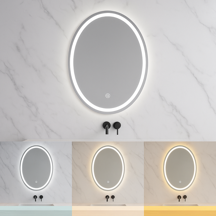 Detaliu iluminare LED 3000-6500K oglindă ovală baie