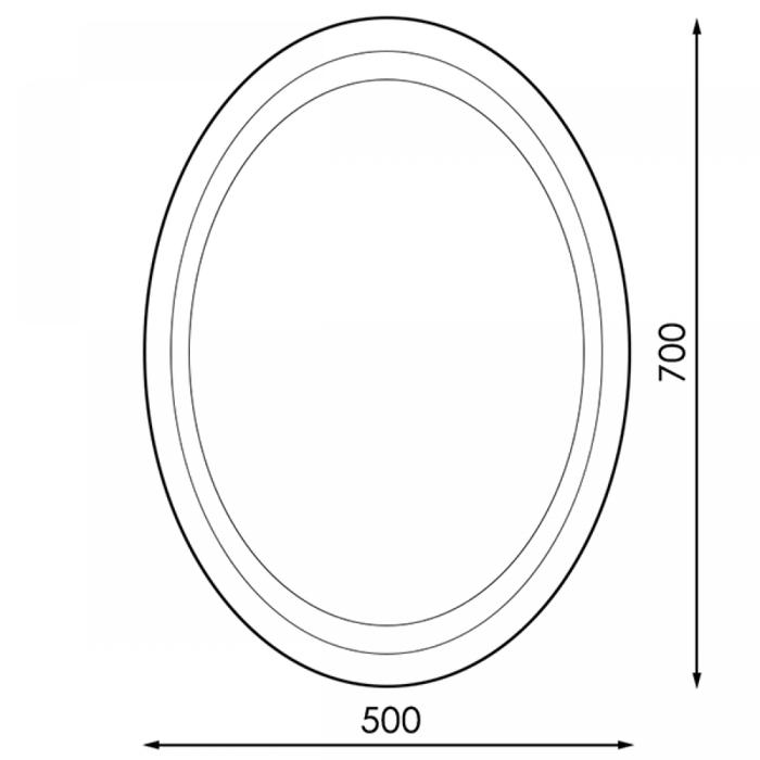 oglinda led pentru baie, forma ovala cu dimensiuni 500x700mm