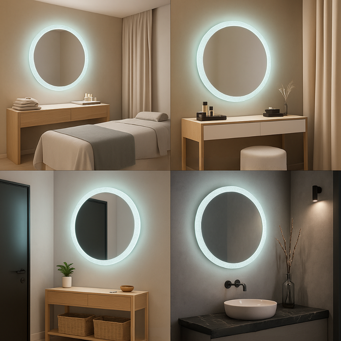 Oglindă baie luminoasă formă rotundă diametru 80cm
