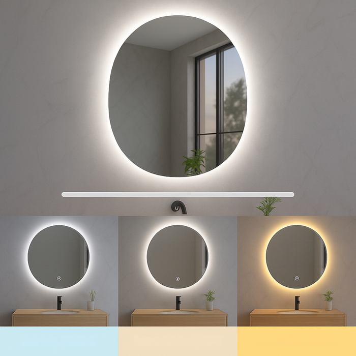 Oglindă LED IP44 rotundă Rocio pentru baie umedă