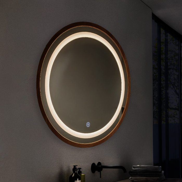 Oglindă baie rotundă iluminată perimetral 60 cm