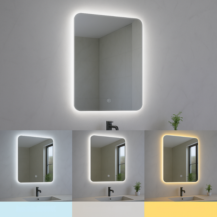 oglinda dreptunghiulara moderna iluminata LED