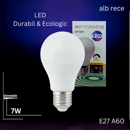 Bec LED dimabil 7W/230V E27 A60, 6500K-ledia.ro