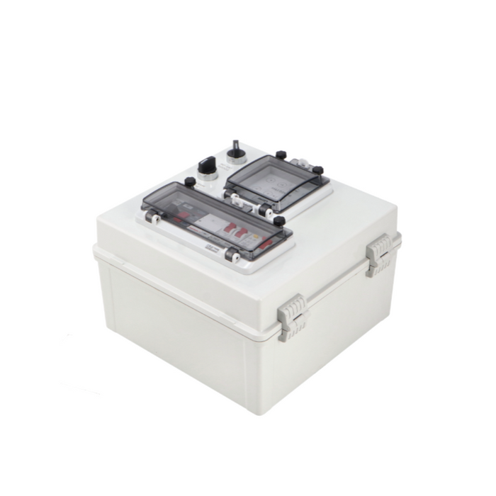 Cutie electrică din policarbonat gri pentru control piscină cu protecție IK5