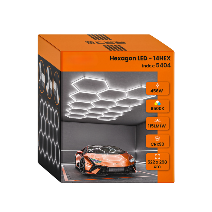 Panou LED HoneyComb 14 hexagoane 456W lumină rece 6500K
