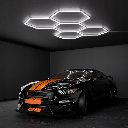 Imagine de prezentare a panourilor LED HoneyComb, 5 hexagoane, ledia.ro