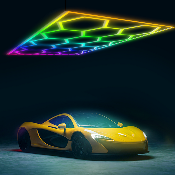 Panou LED HoneyComb RGB 580 W cu telecomandă pentru controlul culorii