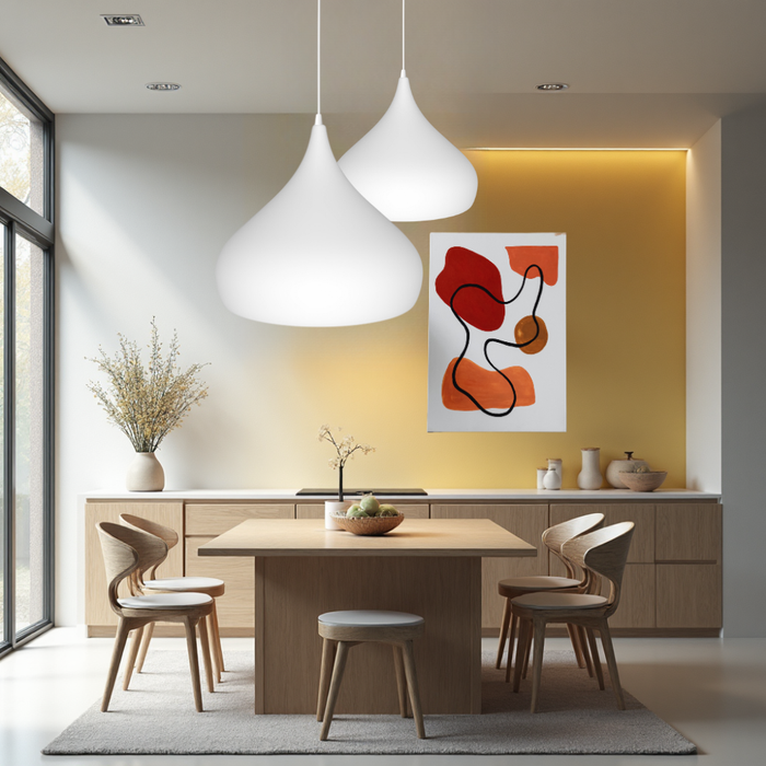 Pendul Coppen alb minimal, interior modern