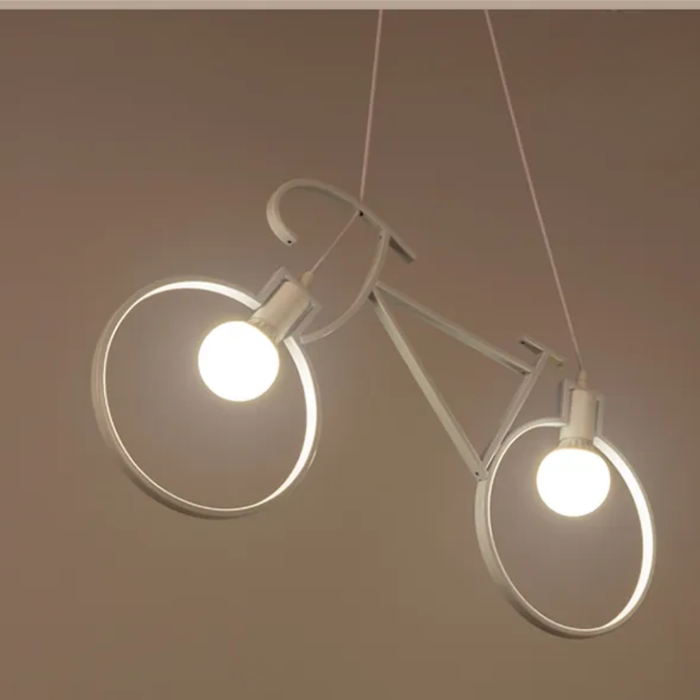 Lampă decorativă în formă de bicicletă, ideală pentru spații creative și moderne.