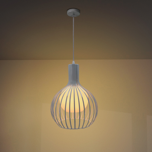 Pendul alb modern pentru spații luminoase, model Carol.